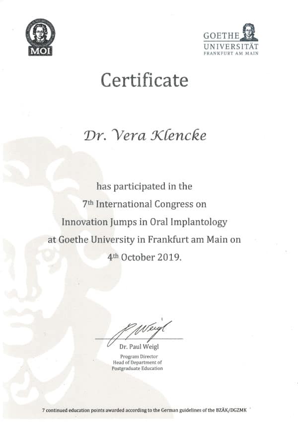 Veradent-Zertifikat-Congress-Frankfurt